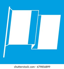 Flag of Ireland icon white isolated on blue background vector illustration