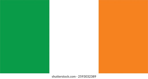 Flag of Ireland. An illustration of the Ireland flag. A rectangular flag. Standard size flag icon.