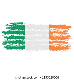 Flag of Ireland the illustration vector on a white background, brush stroke Design Elements
