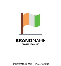 Flag, Ireland, Irish Business Logo Template. Flat Color. Vector Icon Template background