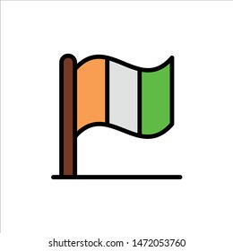 Flag, Ireland, Irish  Flat Color Icon. Vector icon banner Template