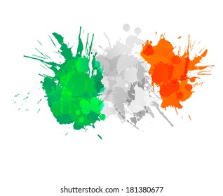 Flag of Ireland made of colorful splashes