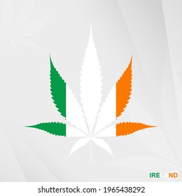 Flag of Ireland in Marijuana leaf shape. The concept of legalization Cannabis in Ireland. Medical cannabis illustration.