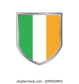 Flag of Ireland with metal shield frame