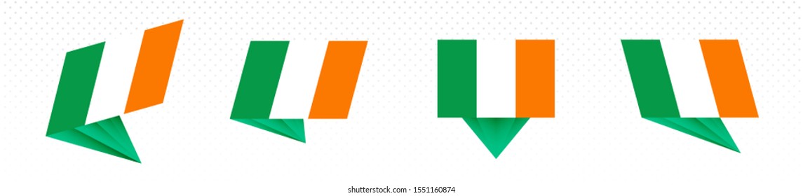 Flag of Ireland in modern abstract design, vector flag set.
