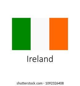 Flag of Ireland with name icon. Official colors and proportion correctly. National Ireland Flag vector. Ireland Flag vector illustration. National Ireland Flag vector on white background