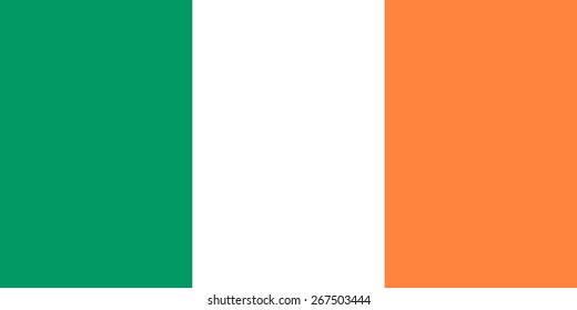 Flag of Ireland. Official Irish national symbol. Correct forms, colors and proportions. Three vertical rectangle - green, white, orange. For political images.