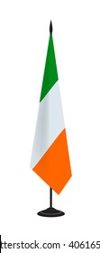 Flag of Ireland on a flagstaff. Vector illustration