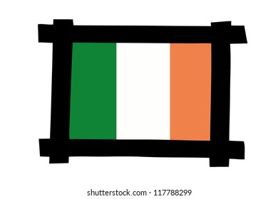 The flag of Ireland in a photo frame
