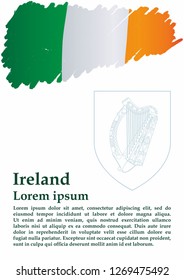 Flag of Ireland, Republic of Ireland. Template for award design, an official document with the flag of Ireland. Bright, colorful vector illustration.