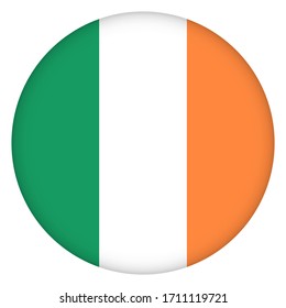 Icono, insignia o botón de la bandera de Irlanda. Símbolo nacional irlandés. Diseño de plantilla, ilustración vectorial. 