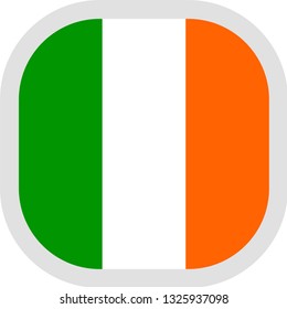 Flag of Ireland. Rounded square icon on white background, vector illustration.