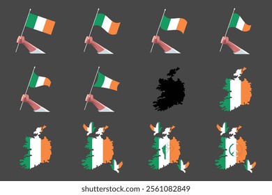 Flag of Ireland Set, Original and simple Ireland flag Bundle, vector illustration of Ireland flag Collection
