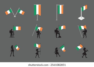 Flag of Ireland Set, Original and simple Ireland flag Bundle, vector illustration of Ireland flag Collection
