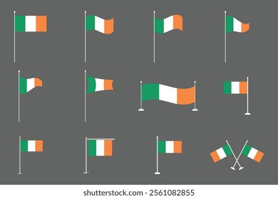 Flag of Ireland Set, Original and simple Ireland flag Bundle, vector illustration of Ireland flag Collection
