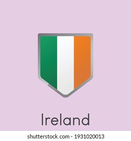 Bandera de Irlanda diseño de icono de escudo, ilustración simple de vector gradiente, eps 10
