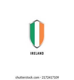 Flag of Ireland with shield icon flat vector illustration