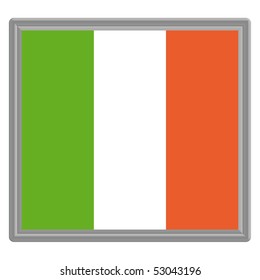 Flag of Ireland with a silver frame