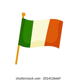 Flag of Ireland for St. Patrick's Day. Vector illustration is isolated, white background.Cartoon style