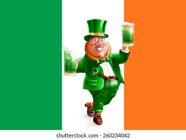 Flag of Ireland. St. Patrick's Day on March 17. Illustration. Background. Icon. Vector.