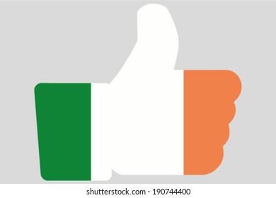 The flag of Ireland in a Thumbs Up Icon