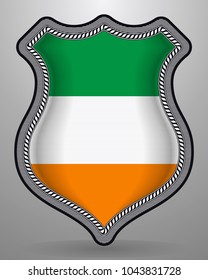 Flag of Ireland. Vector Badge and Icon. Vertical Orientation Version