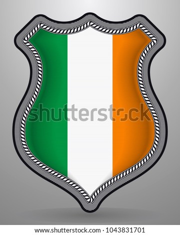 Flag of Ireland. Vector Badge and Icon. Horizontal Orientation Version