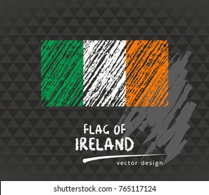 Flag of Ireland, vector chalk illustration on black background
