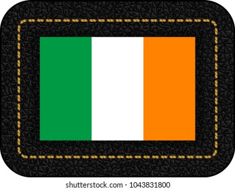 Flag of Ireland. Vector Icon on Black Leather Backdrop. Aspect Ratio 2:3
