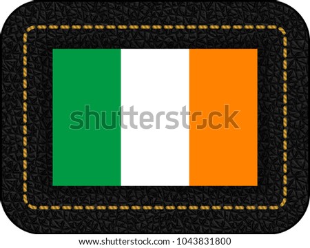 Flag of Ireland. Vector Icon on Black Leather Backdrop. Aspect Ratio 2:3
