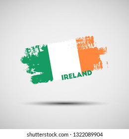 Flag of Ireland. Vector illustration of grunge brush stroke with Irish national flag colors for your graphic and web design