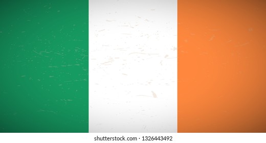 Flag of Ireland. Vector illustration. Grunge background