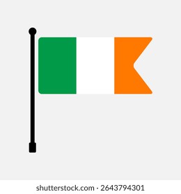 Bandeira da Irlanda. bandeira da Irlanda vetor ilustração ícone design. Ícone do sinalizador de polo.