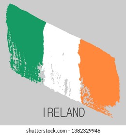 Flag of Ireland. Vector illustration on gray background. Brush strokes. Abstract concept. Elements for design.