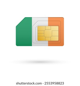 Flag of Ireland. Vector illustration of SIM Card with flag on white background