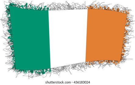 Flag of Ireland. Vector illustration of a stylized flag. Shaggy edge.