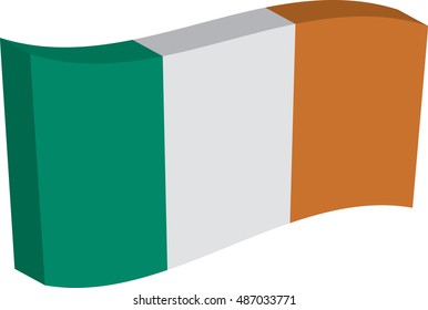 Flag of Ireland. Vector illustration of a stylized flag. The slit in the paper with shadows. Element for infographics.