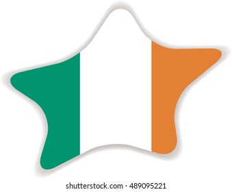 Flag of Ireland. Vector illustration of a stylized flag. Star with shadow. Element for infographics.