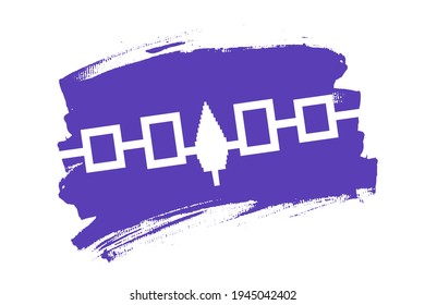 Flag of the Iroquois Confederacy, USA. American Haudenosaunee,  the Five Nations banner brush style. Horizontal vector Illustration isolated on white background.  