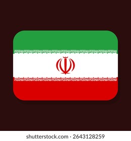 Flag of the Islamic Republic of Iran with a 2 by 3 ratio and rounded corners. The national flag of Iran