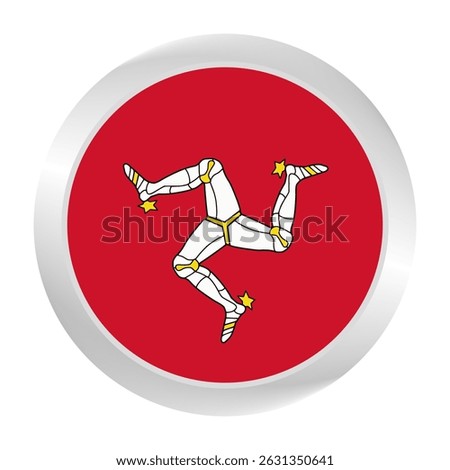 Flag of Isle of Man. Circle flag icon logo. Round flag. Flag icon. Standard color. Digital illustration. Vector illustration.