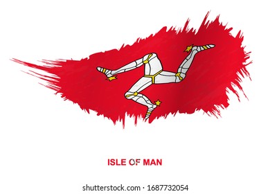 Flag of Isle of Man in grunge style with waving effect, vector grunge brush stroke flag.