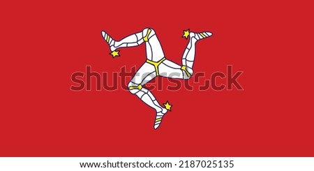 The flag of the Isle Of Man a self-governing British Crown dependency in the Irish Sea