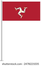 Flag of Isle of Man with silver pole flat icon isolated on white background.