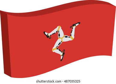 Flag of the Isle of Man. Vector illustration of a stylized flag. The slit in the paper with shadows. Element for infographics.