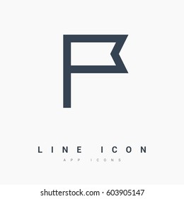 Flag isolated minimal icon. Banner line vector icon for websites and mobile minimalistic flat design. 