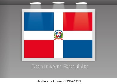 A Flag Isolated on Gallery Wall of Dominican Republic