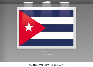 A Flag Isolated on Gallery Wall of Cuba
