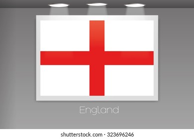 A Flag Isolated on Gallery Wall of England