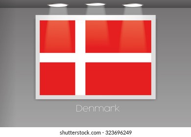 A Flag Isolated on Gallery Wall of Denmark